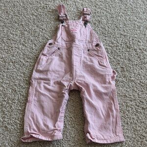 Pink Striped Kids Overalls - Classic Pink